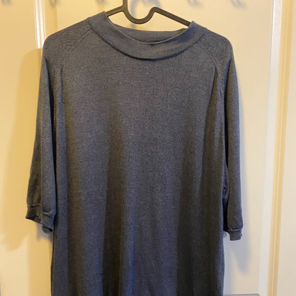 Anthology Heather Blue 100% Silk Classy Short Sleeve Shirt Men's XL